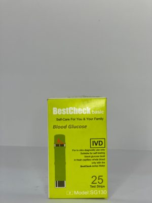 BestCheck Basic Blood Glucose Test Strips 25 Count for Budget Sugar Testing in Pakistan. BestCheck Basic Sugar Strips