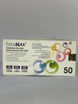 Easy Max test strips50 Pack – Individual Foil Wrapped Sugar Strips for Glucometer Use in Pakistan